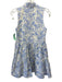 Amanda Uprichard Size XS Blue & White Polarized Jacquard V Neck Floral Dress Blue & White / XS