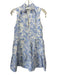 Amanda Uprichard Size XS Blue & White Polarized Jacquard V Neck Floral Dress Blue & White / XS