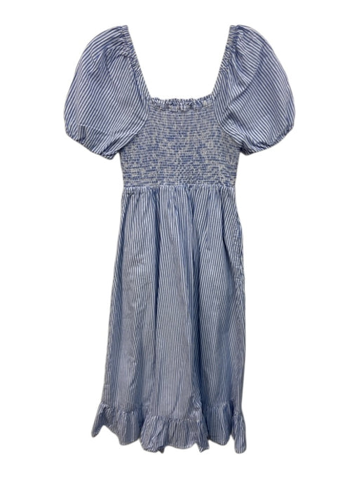 J Crew Size XXS Blue & White Cotton Striped Smocked Bodice Puff Sleeve Dress Blue & White / XXS