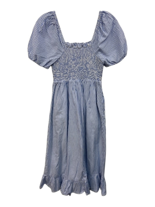 J Crew Size XXS Blue & White Cotton Striped Smocked Bodice Puff Sleeve Dress Blue & White / XXS