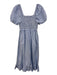 J Crew Size XXS Blue & White Cotton Striped Smocked Bodice Puff Sleeve Dress Blue & White / XXS