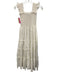 Kourt Size XS White Cotton Smocked Bodice Sleeveless Clip Dot Midi Dress White / XS