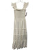Kourt Size XS White Cotton Smocked Bodice Sleeveless Clip Dot Midi Dress White / XS