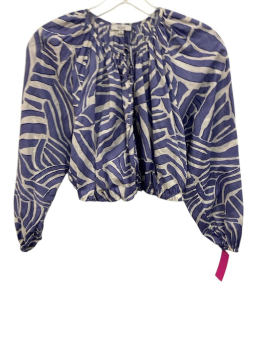 Rails Size XS Blue & White Cotton Long Sleeve Printed keyhole front Top Blue & White / XS