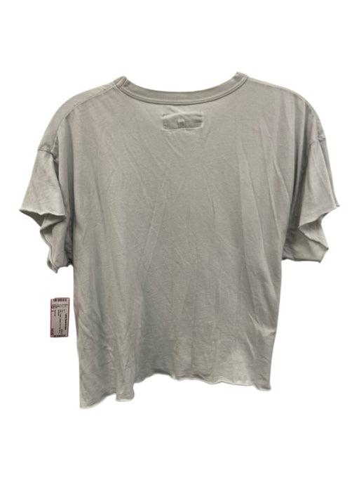 The Great Size 0 Grey Cotton Graphic Print Cap Sleeve Top Grey / 0