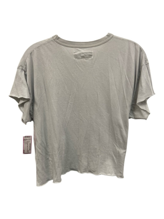 The Great Size 0 Grey Cotton Graphic Print Cap Sleeve Top Grey / 0