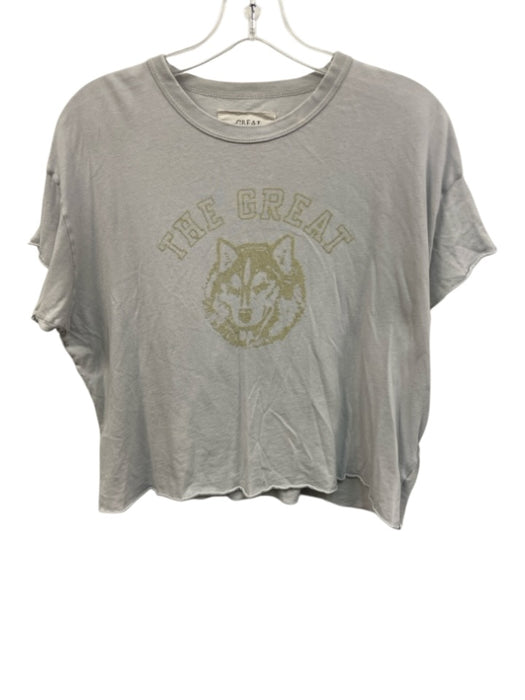 The Great Size 0 Grey Cotton Graphic Print Cap Sleeve Top Grey / 0