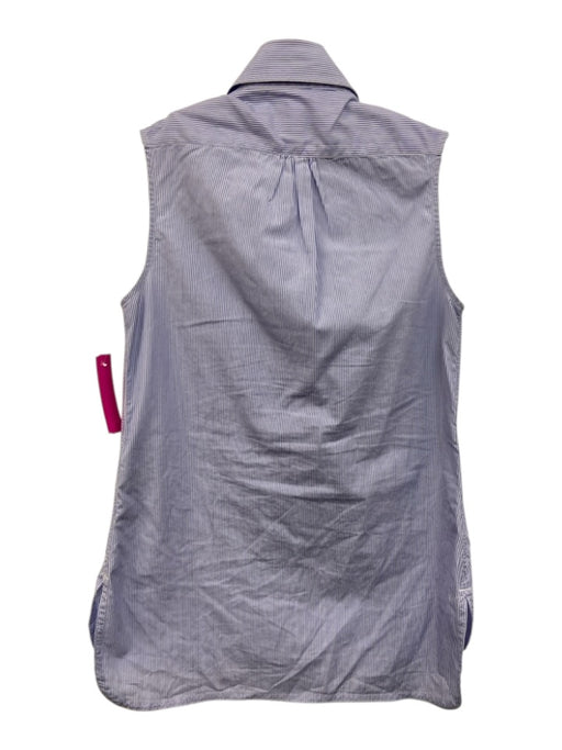 Ann Mashburn Size XS Blue & White Cotton Striped Sleeveless Button Front Top Blue & White / XS