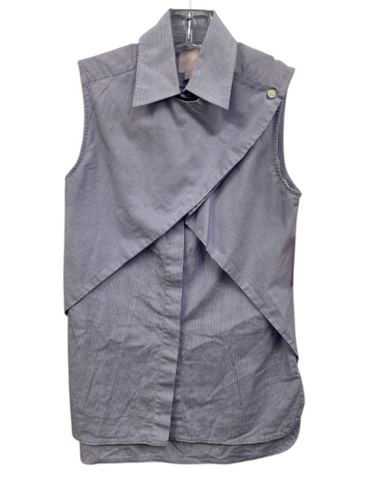 Ann Mashburn Size XS Blue & White Cotton Striped Sleeveless Button Front Top Blue & White / XS