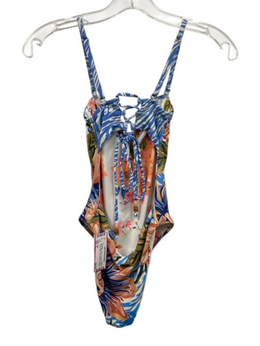 Maaji Size S White, Blue & Multi Poly Blend Printed Cut Out Back swimwear White, Blue & Multi / S