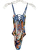 Maaji Size S White, Blue & Multi Poly Blend Printed Cut Out Back swimwear White, Blue & Multi / S