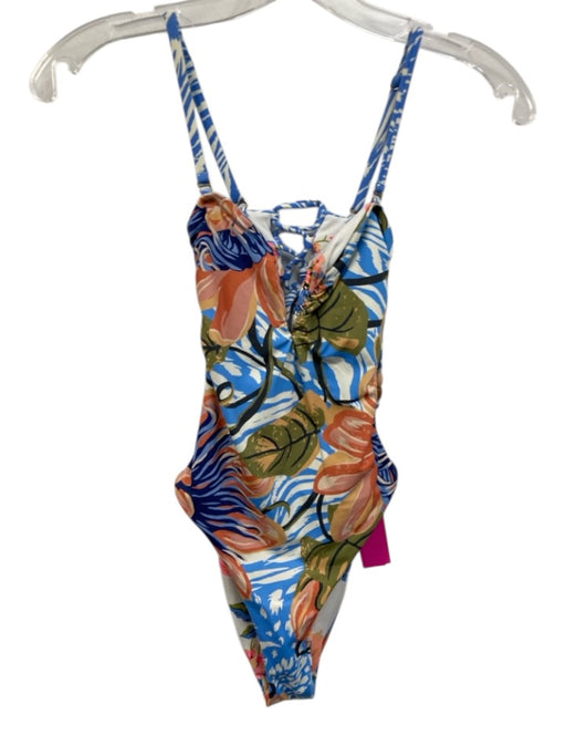 Maaji Size S White, Blue & Multi Poly Blend Printed Cut Out Back swimwear White, Blue & Multi / S