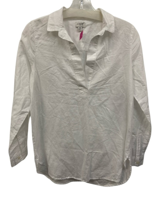 J. Crew Size XS White Linen & Cotton Long Sleeve Collar Top White / XS