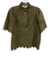 Sea New York Size XS Green Cotton Ruffle Collar Eyelet Embroidery Top Green / XS