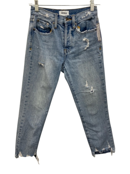Pistola Size 24 Medium Wash Cotton Blend Distressed Button Up Jeans Medium Wash / 24