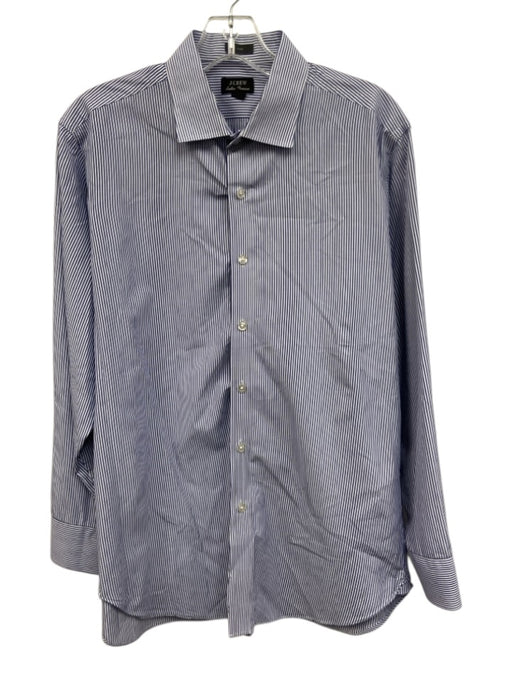 J Crew Size 16/33 White & Blue Cotton Slim Stripe Button Front Top White & Blue / 16/33