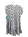 Oliphant Size M Gray & White Cotton Geometric Round Split Neck Dress Gray & White / M