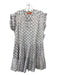 Oliphant Size M Gray & White Cotton Geometric Round Split Neck Dress Gray & White / M