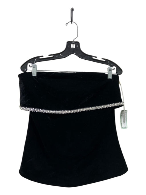 Hyacinth House Size M Black Poly Blend Velvet Strapless Pop Over Faux pearls Top Black / M