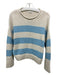 Banana Republic Size M Cream & Light Blue Cotton Rib Knit Striped Sweater Cream & Light Blue / M