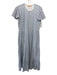 Oliphant Size M White & Blue Cotton Striped dots Short Sleeve V Neck Dress White & Blue / M