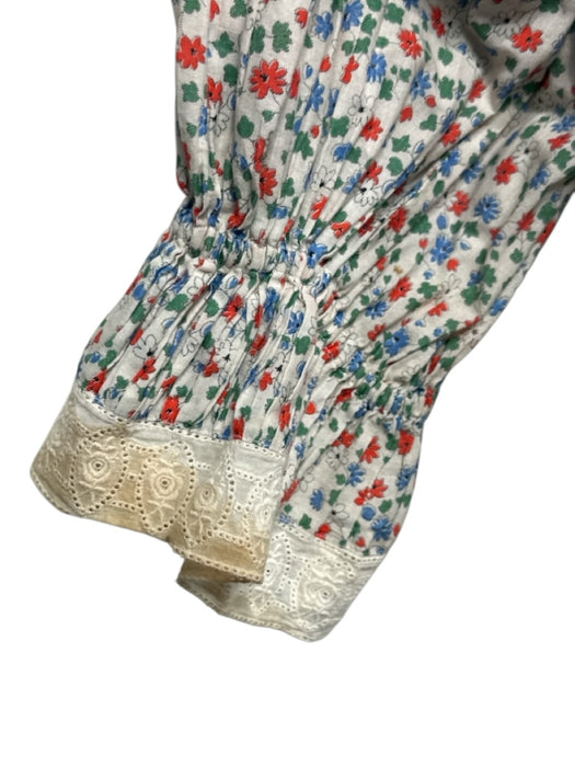Sea New York Size M White, Red, Blue, Green Cotton Floral Lace Trim Top White, Red, Blue, Green / M