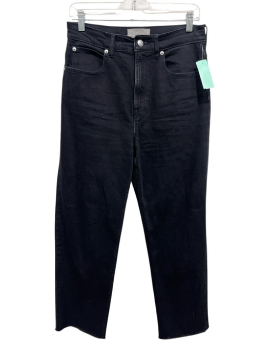 Everlane Size 28 Black Cotton Denim High Rise Straight Leg Frayed Hem Jeans Black / 28