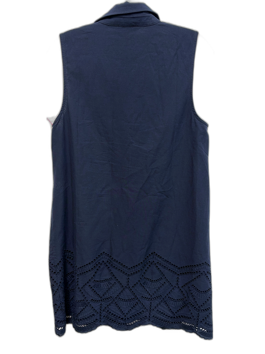 Tuckernuck Size M Navy Cotton Midi V Neck Sleeve & Collar Detail Dress Navy / M