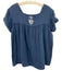 Sigrid Olsen Size M Navy & white Cotton Short Sleeve Pleated Embroidered Top Navy & white / M