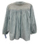 Louise Misha Size 36 Blue & White Cotton Stripe Long Sleeve 1/2 Button Top Blue & White / 36
