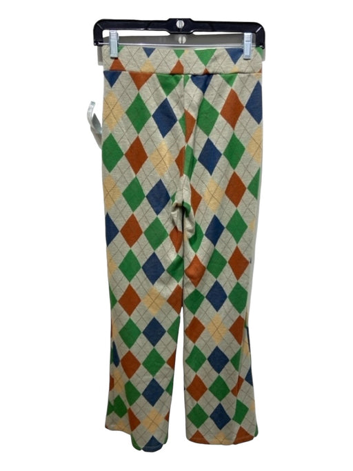 Free People Size XS Beige Red Green Polyester Blend Argyle Elastic Waist Pants Beige Red Green / XS