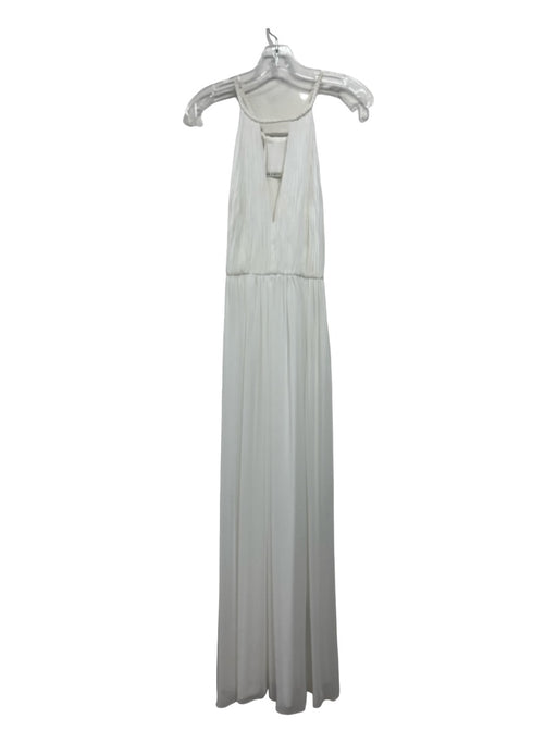 Alice + Olivia Size 0 White Polyester Cut Out Braided Trim Maxi High Neck Dress White / 0