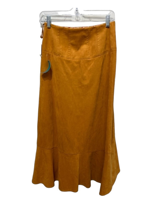 Maeve Size 0 Yellow Polyester Faux Suede hi lo Flounce Hem Side Zip Skirt Yellow / 0