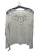 By Anthropologie Size S White Polyester Sheer Beaded Long Sleeve Floral Top White / S