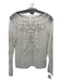 By Anthropologie Size S White Polyester Sheer Beaded Long Sleeve Floral Top White / S