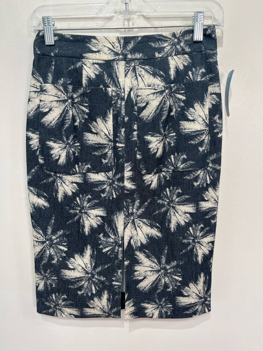 L'agence Size 4 Tan & blue Cotton Blend Palm Tree Print Pencil Skirt Skirt Set