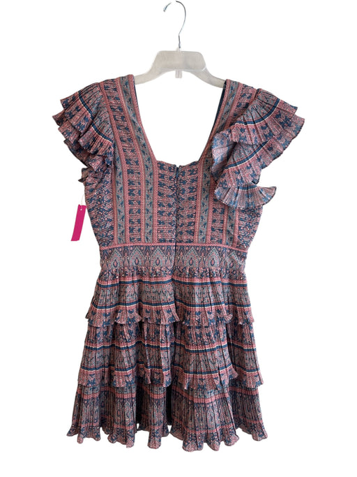 Sea New York Size 6 Pink, Blue & Multi Polyester Ruffle Sleeves Cutout Dress Pink, Blue & Multi / 6