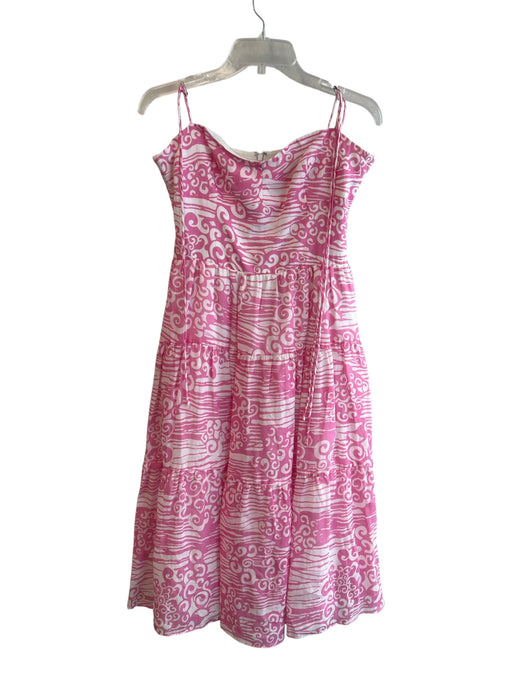 Amanda Uprichard Size M Pink & White Polyester Back Zip Sleeveless A Line Dress Pink & White / M