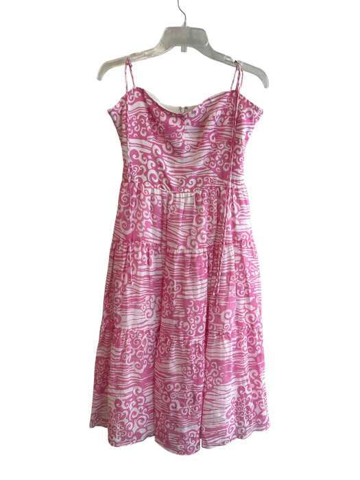 Amanda Uprichard Size M Pink & White Polyester Back Zip Sleeveless A Line Dress Pink & White / M