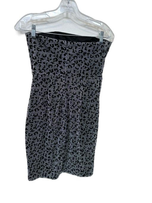 Superdown Size S Silver & Black Metallic Polyester Strapless Mini Leopard Dress Silver & Black / S