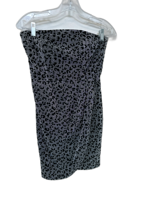 Superdown Size S Silver & Black Metallic Polyester Strapless Mini Leopard Dress Silver & Black / S