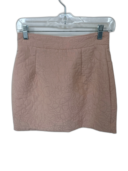 En Saison Size S Blush Polyester Quilted Floral Pockets Front Zip Skirt Blush / S