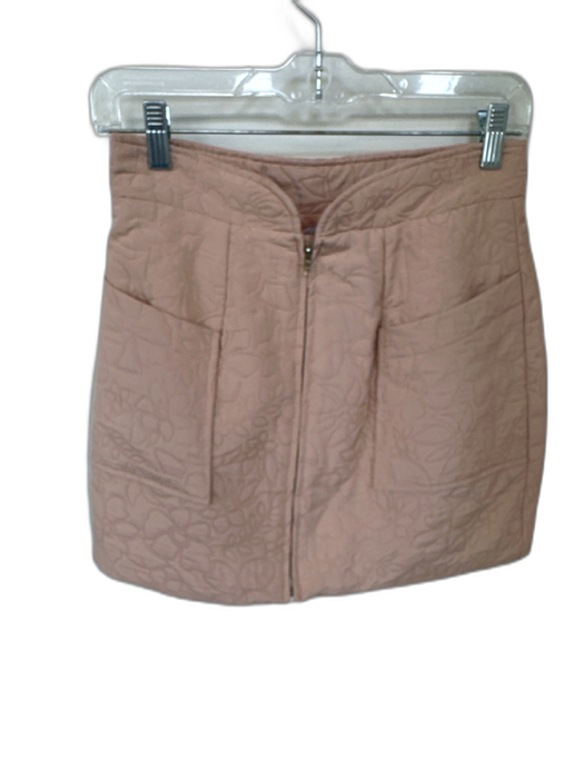 En Saison Size S Blush Polyester Quilted Floral Pockets Front Zip Skirt Blush / S