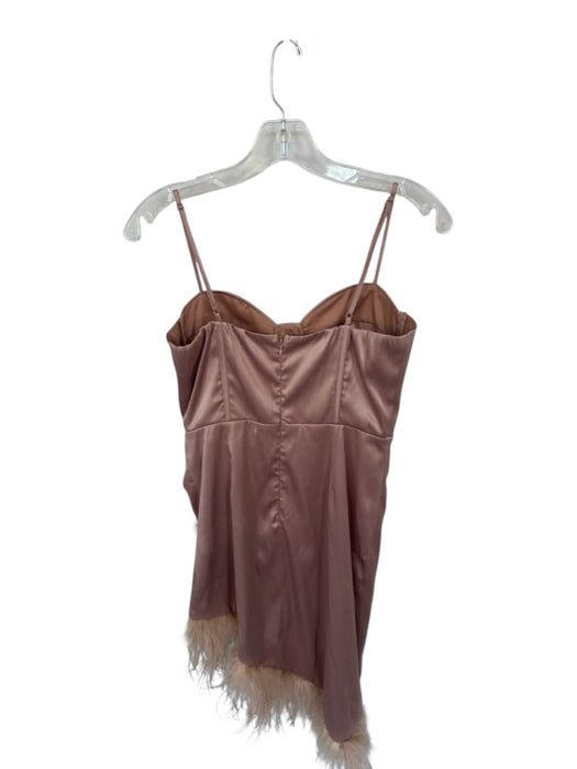 Blithe Size S Rose Polyester Corset Cups Feathers Mini Dress Rose / S