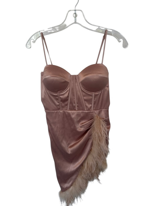 Blithe Size S Rose Polyester Corset Cups Feathers Mini Dress Rose / S