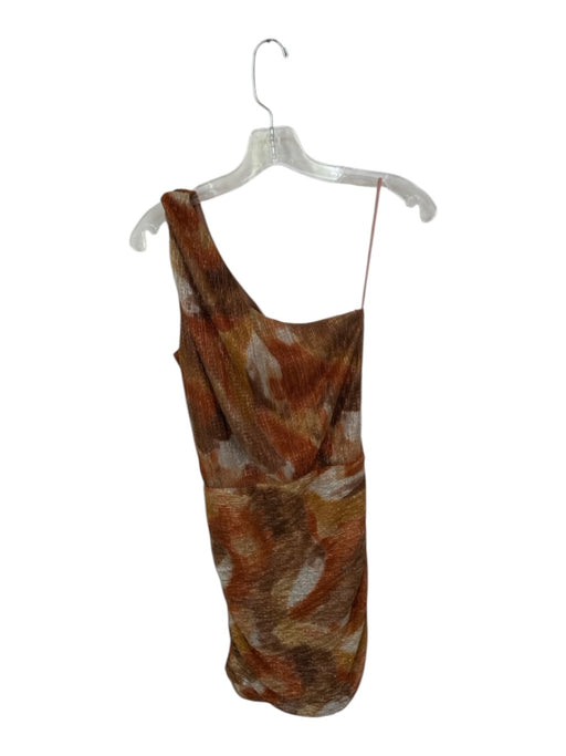 Reset Size S Orange & Multi Polyester Camo Metalic One Shoulder Mini Dress Orange & Multi / S