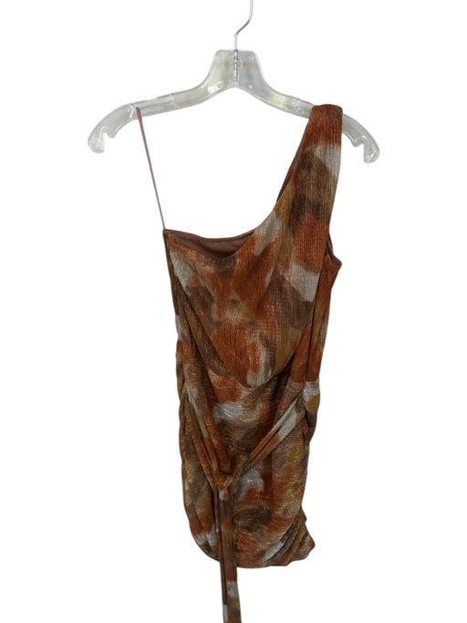 Reset Size S Orange & Multi Polyester Camo Metalic One Shoulder Mini Dress Orange & Multi / S