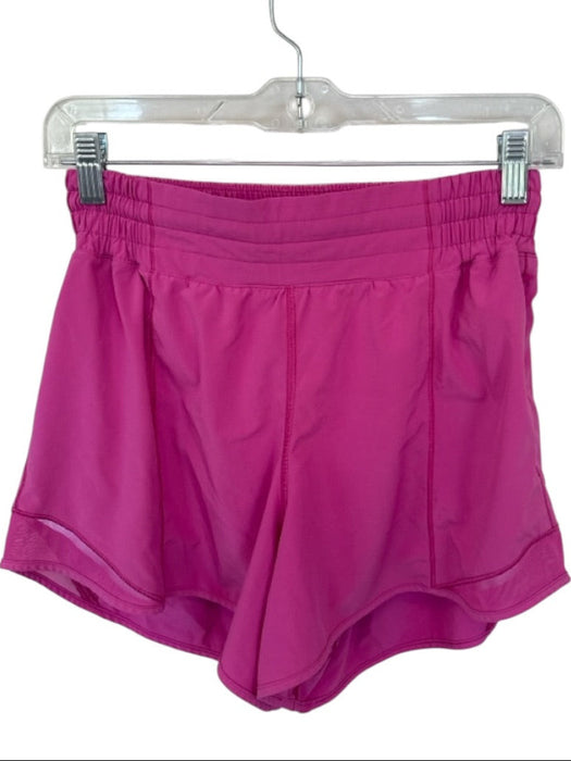 Lululemon Size 6 Pink Nylon Blend Smocked Waist Band Side Zipper Athletic Shorts Pink / 6