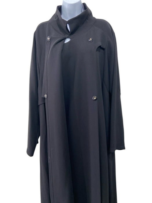 Emporio Armani Size 50 Black Wool Blend Asymmetric Button Trench Coat Black / 50