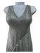 Galvan London Size 6 Silver Viscose Glitter Seqiun Stripe V Neck Sleeveless Gown Silver / 6